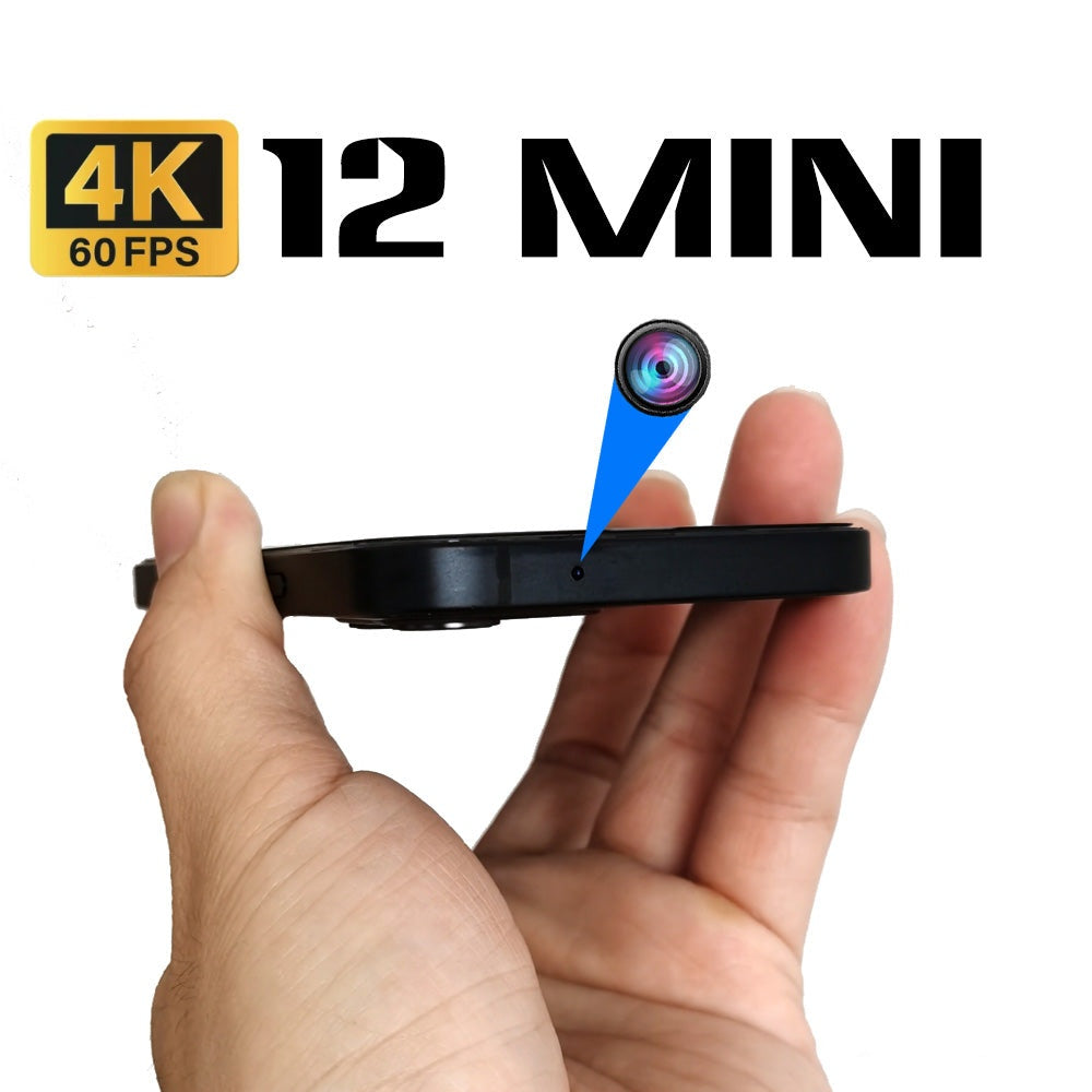 12mini spy camera phone, top lens, 3840x2160 resolution, 4k 60 fps camera